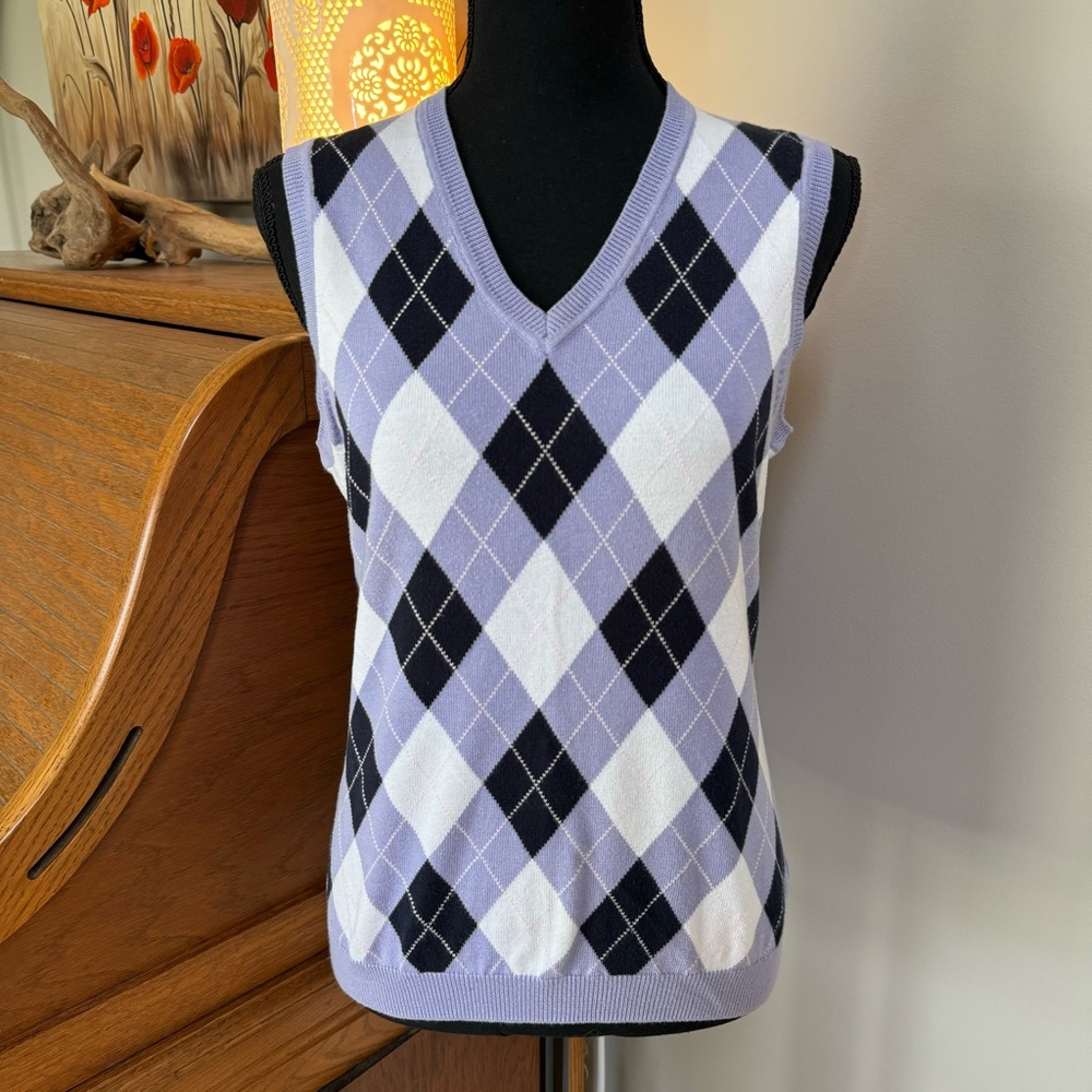 BROOKS BROTHERS szS Argyle V-Neck Sweater Vest SOFT Plaid Preppy Collegiate